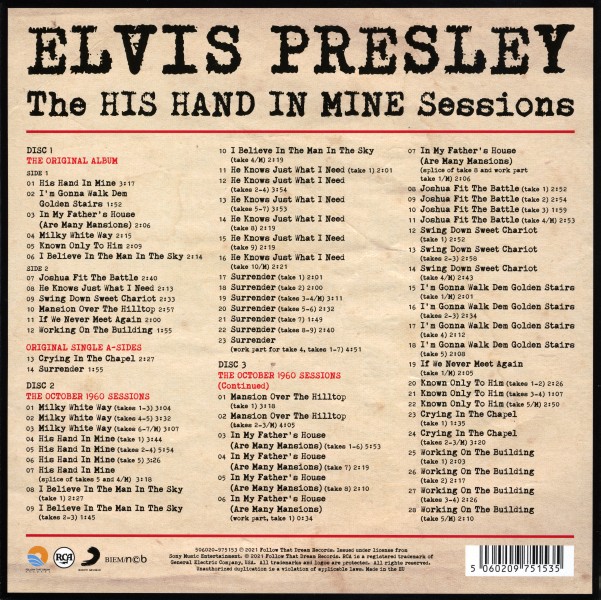 CD The His Hand In Mine Sessions FTD 506020-975153