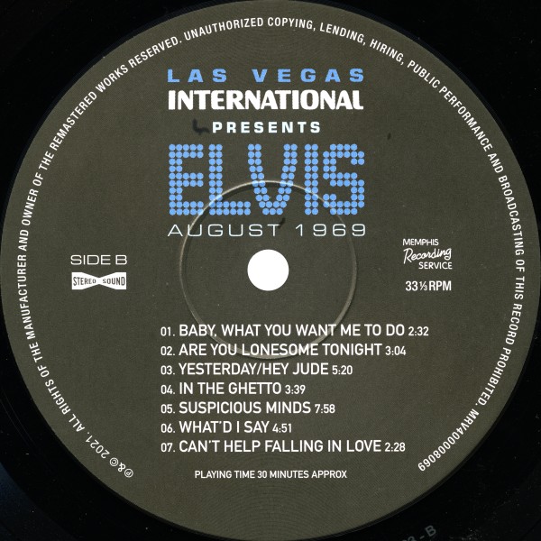 LP Las Vegas International Presents Elvis August 1969 MRS MRV400008069