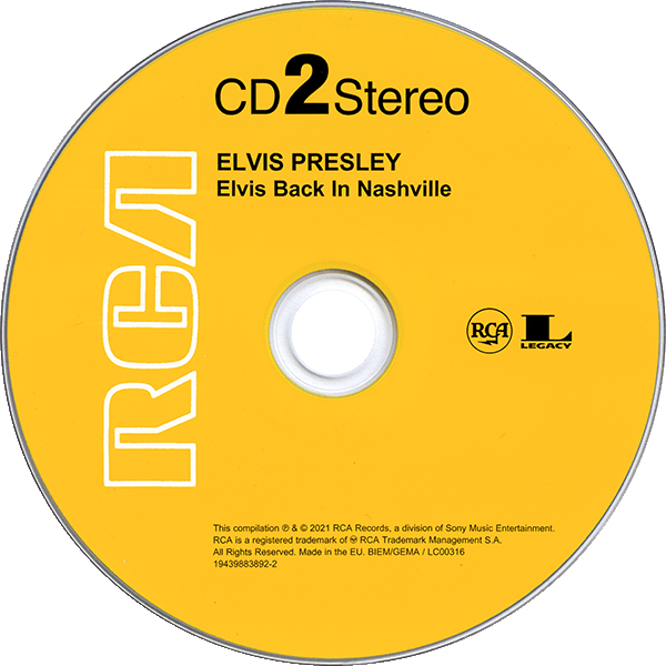CD Elvis Back In Nashville RCA Legacy 1943 9883892