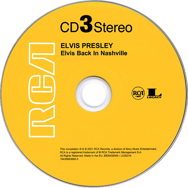 CD Elvis Back In Nashville RCA Legacy 1943 9883892