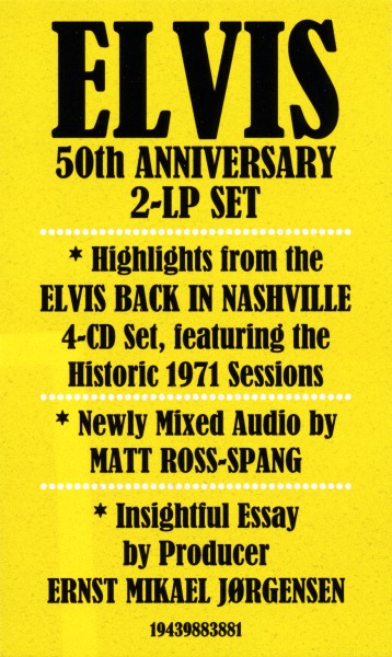 LP Elvis Back In Nashville  RCA Legacy 1943 9883881