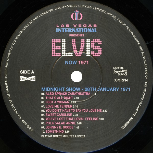 LP Las Vegas International Presents Elvis Now1971 MRS MRV 400001071