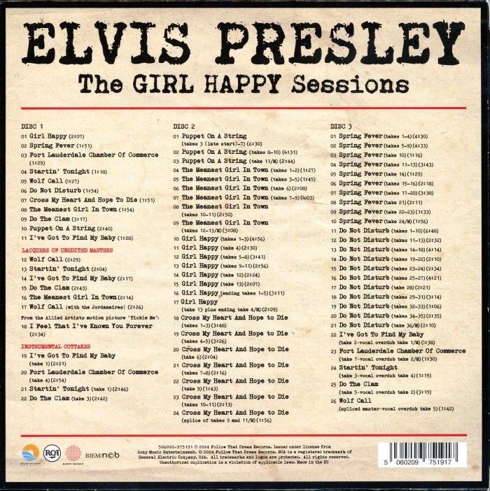CD The Girl Happy Sessions FTD 506020-975191