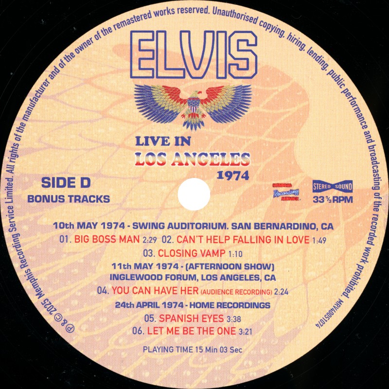 LP Live In Los Angeles 1974  MRS MRV40051074
