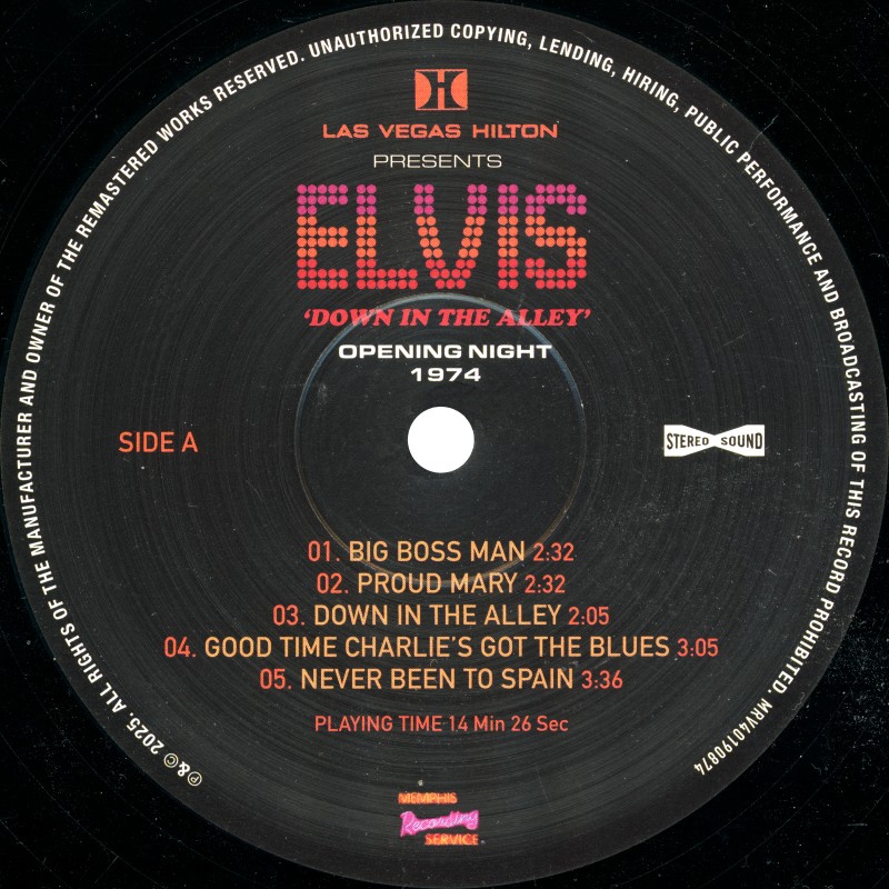 LP Down In The Alley Opening Night 1974 MRS MRV40190874