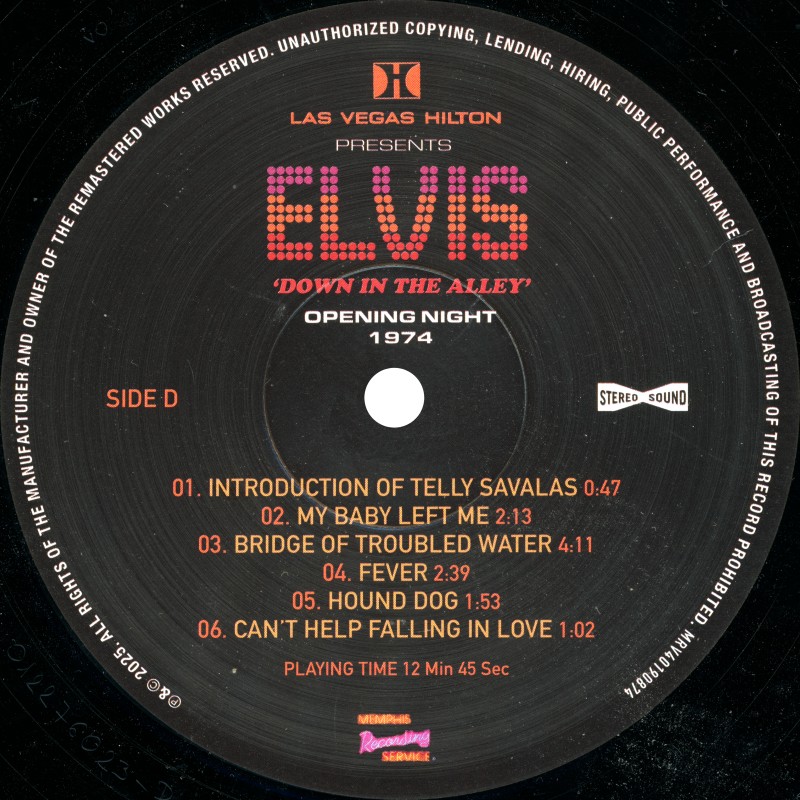 LP Down In The Alley Opening Night 1974 MRS MRV40190874