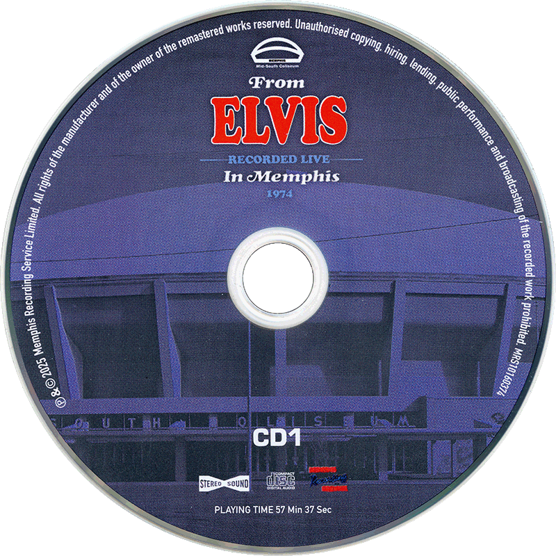 CD From Elvis Recorded Live In Memphis 1974 MRS MRS10160374