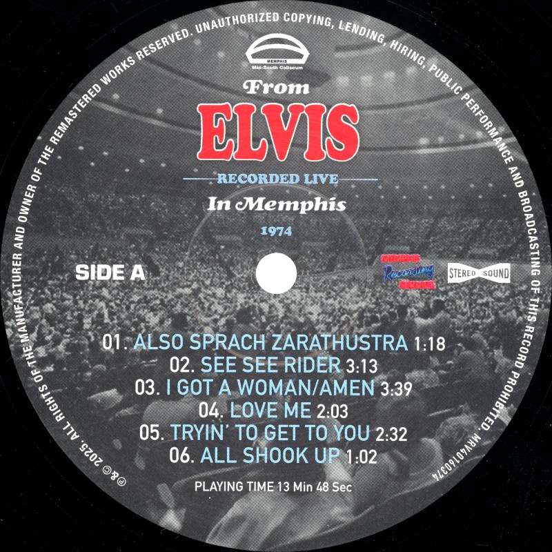 LP From Elvis Recorded Live In Memphis 1974 MRS MRV10160374