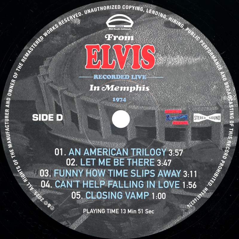 LP From Elvis Recorded Live In Memphis 1974 MRS MRV10160374