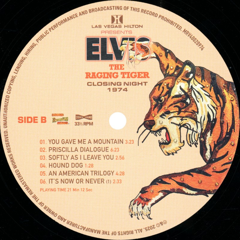 LP The Racing Tiger Closing Night 1974 MRS MRV40020974
