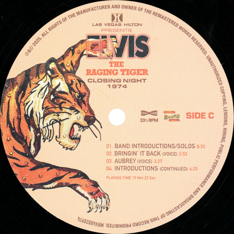 LP The Racing Tiger Closing Night 1974 MRS MRV40020974