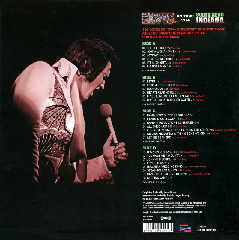 LP Elvis on Tour 1974 South Bend Indiana MRS MRV40011074