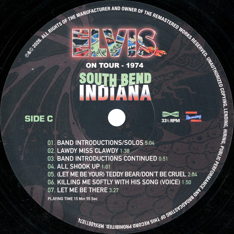 LP Elvis on Tour 1974 South Bend Indiana MRS MRV40011074